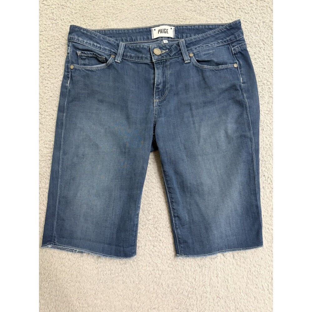 Paige Women's Sz 27 Classic Summer Bermuda Long Jean Blue Shorts